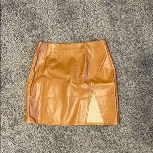 Brown leather skirt